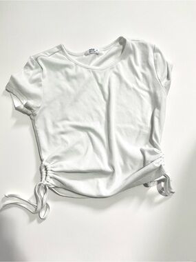 Ardene White Ribbed Side-Tie Crop Top